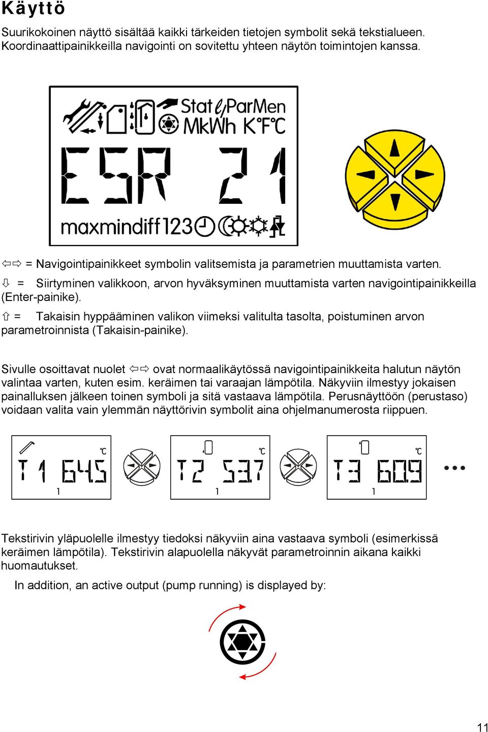 = Takaisin hyppääminen valikon viimeksi valitulta tasolta, poistuminen arvon parametroinnista (Takaisin-painike).