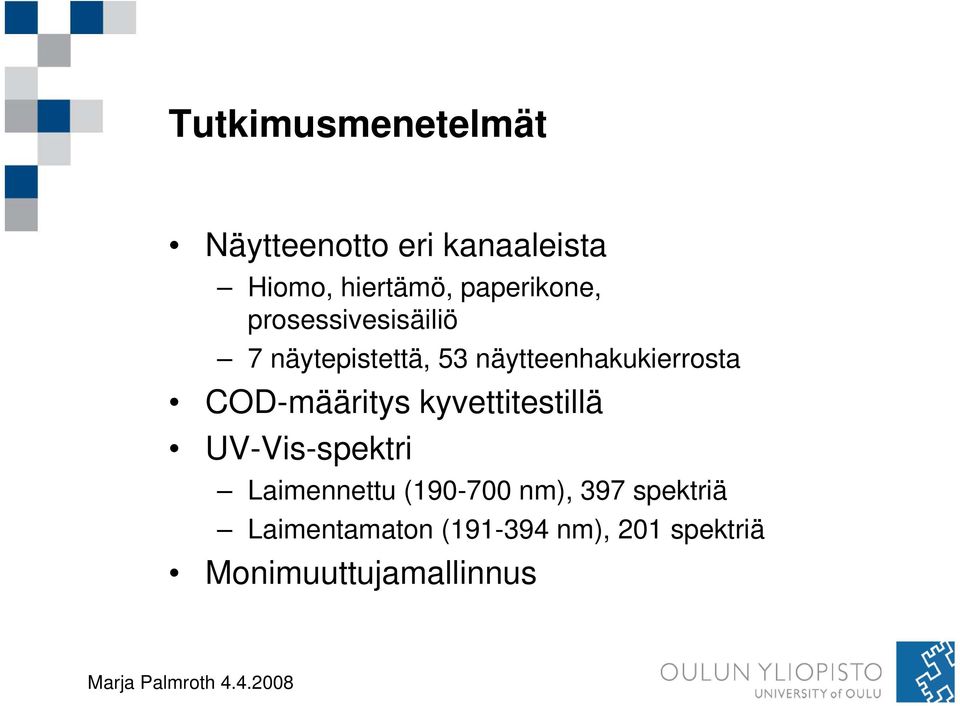 näytteenhakukierrosta COD-määritys kyvettitestillä UV-Vis-spektri