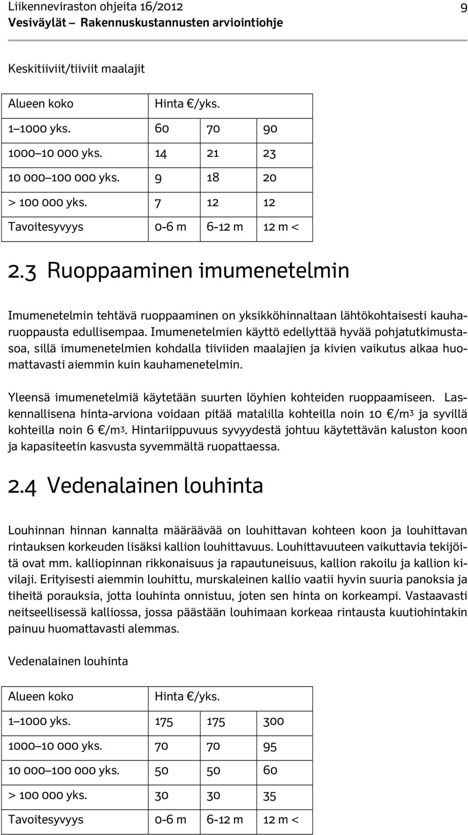 Imumenetelmien käyttö edellyttää hyvää pohjatutkimustasoa, sillä imumenetelmien kohdalla tiiviiden maalajien ja kivien vaikutus alkaa huomattavasti aiemmin kuin kauhamenetelmin.
