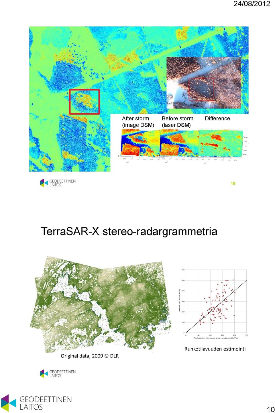 Before storm situation by laser scanning or digital image matching After storm (image DSM)