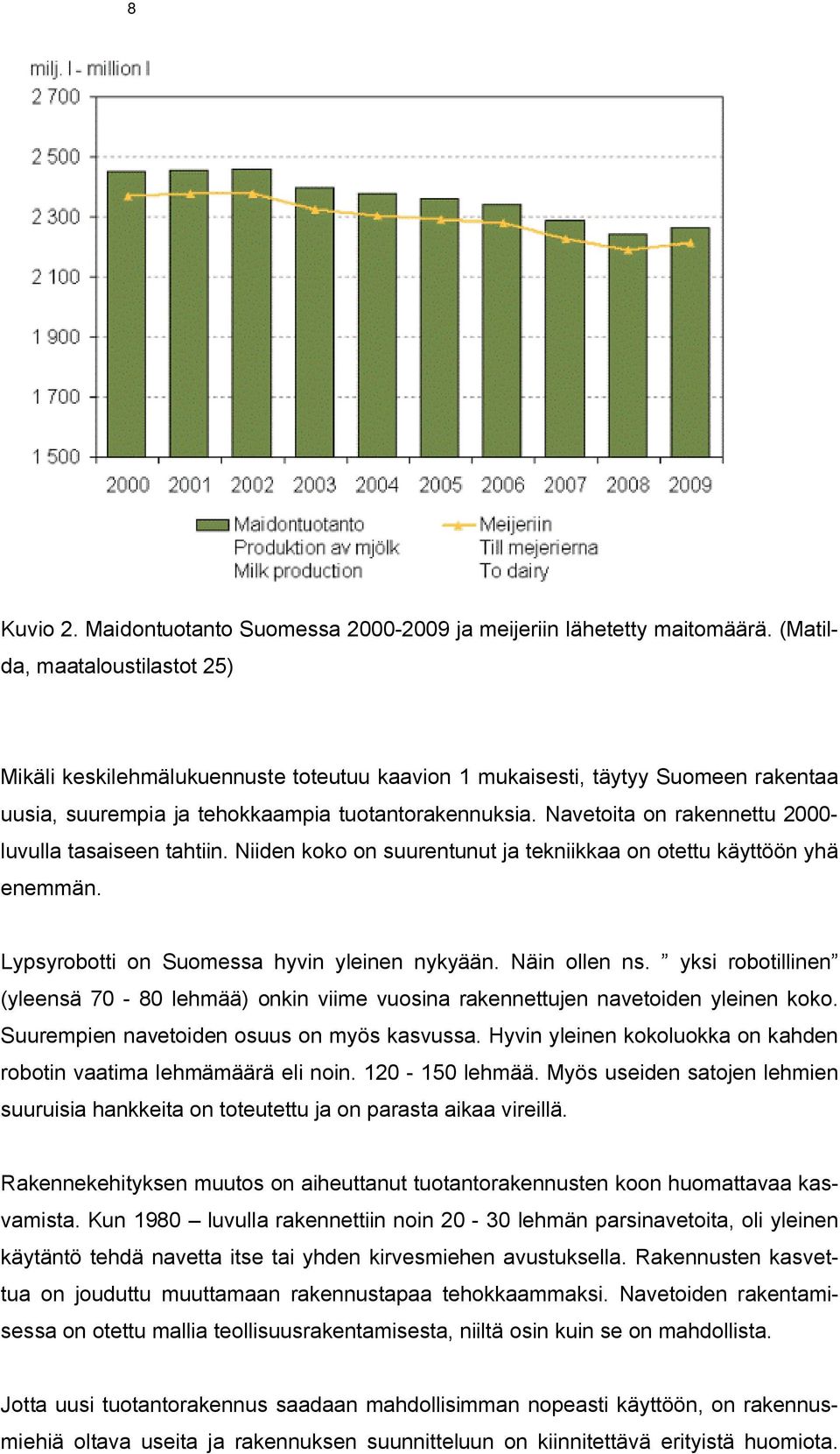 Navetoita on rakennettu 2000- luvulla tasaiseen tahtiin. Niiden koko on suurentunut ja tekniikkaa on otettu käyttöön yhä enemmän. Lypsyrobotti on Suomessa hyvin yleinen nykyään. Näin ollen ns.