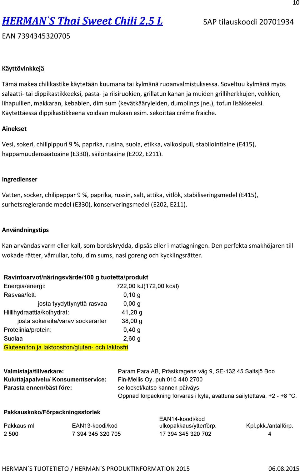 dumplings jne.), tofun lisäkkeeksi. Käytettäessä dippikastikkeena voidaan mukaan esim. sekoittaa créme fraiche.