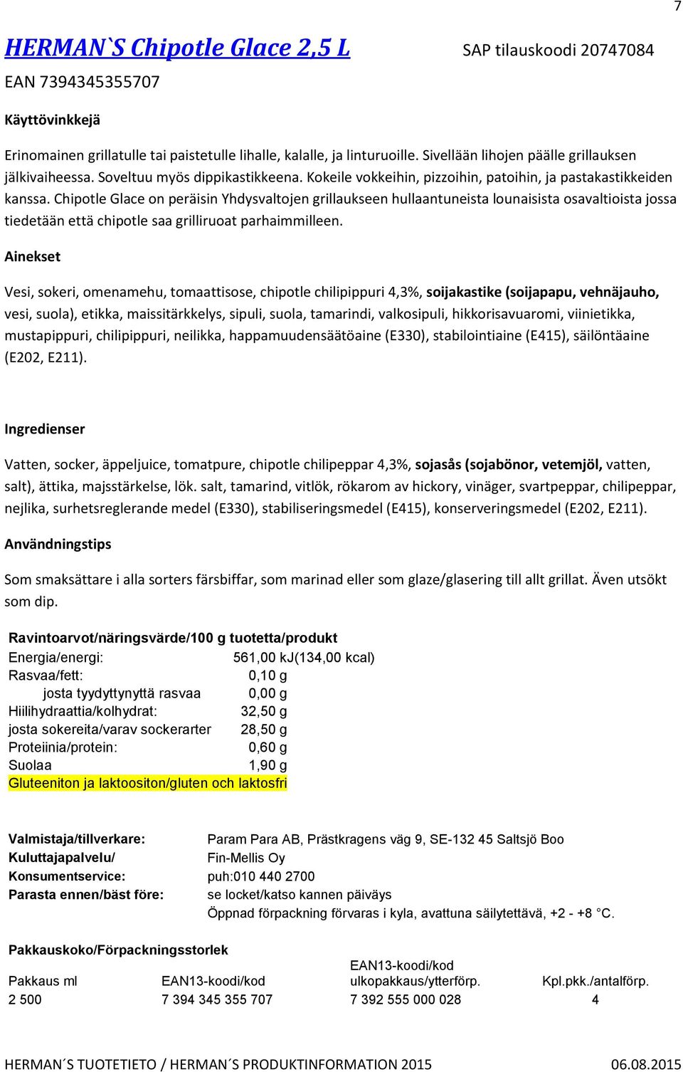 Chipotle Glace on peräisin Yhdysvaltojen grillaukseen hullaantuneista lounaisista osavaltioista jossa tiedetään että chipotle saa grilliruoat parhaimmilleen.