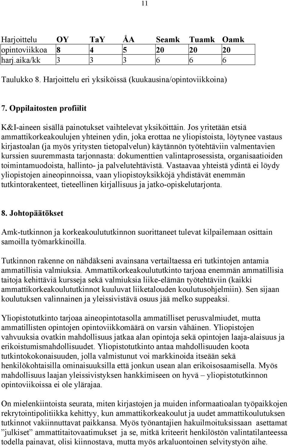 Jos yritetään etsiä ammattikorkeakoulujen yhteinen ydin, joka erottaa ne yliopistoista, löytynee vastaus kirjastoalan (ja myös yritysten tietopalvelun) käytännön työtehtäviin valmentavien kurssien