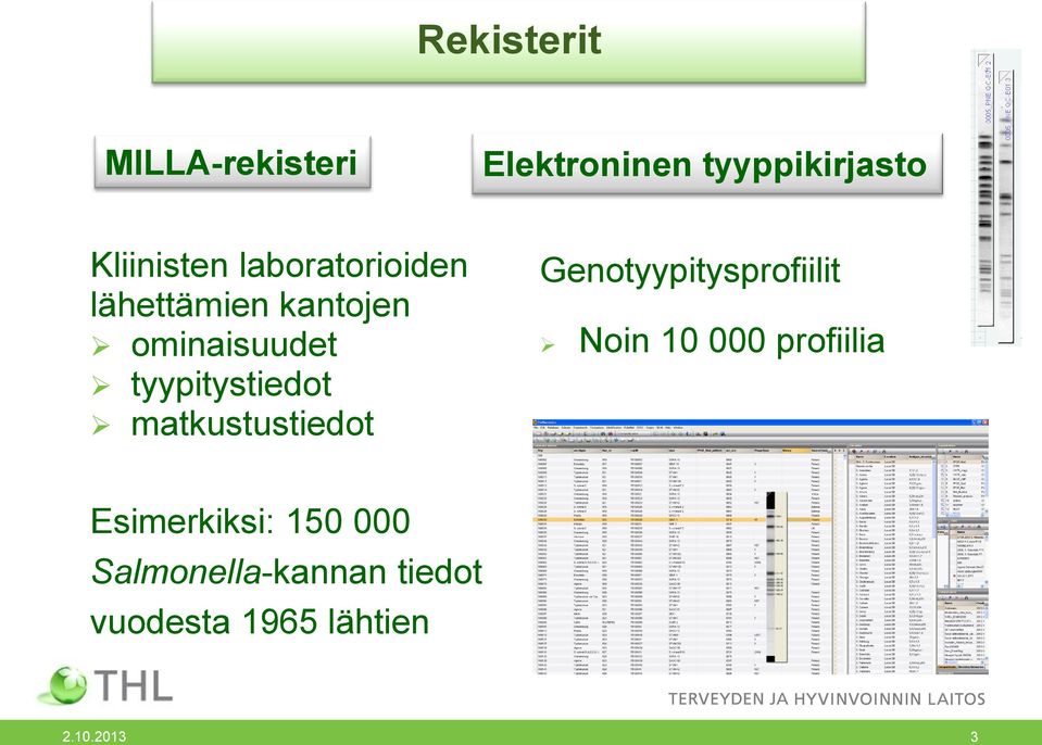 matkustustiedot Genotyypitysprofiilit Noin 10 000 profiilia