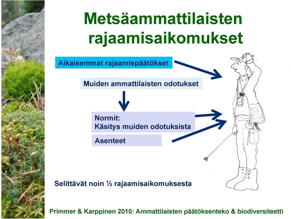 Käsitys muiden odotuksista Asenteet Selittävät noin ½