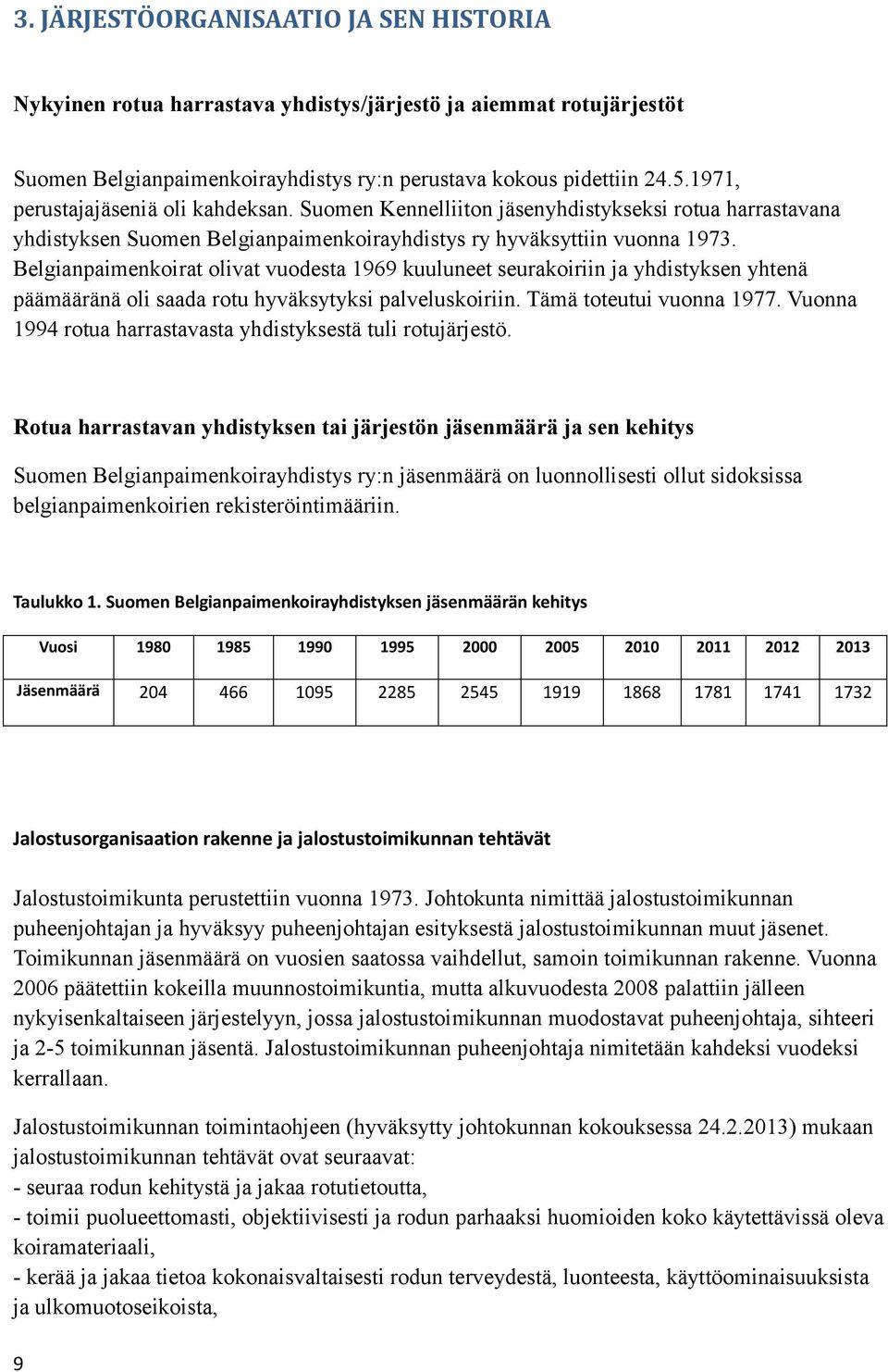 Belgianpaimenkoirat olivat vuodesta 1969 kuuluneet seurakoiriin ja yhdistyksen yhtenä päämääränä oli saada rotu hyväksytyksi palveluskoiriin. Tämä toteutui vuonna 1977.