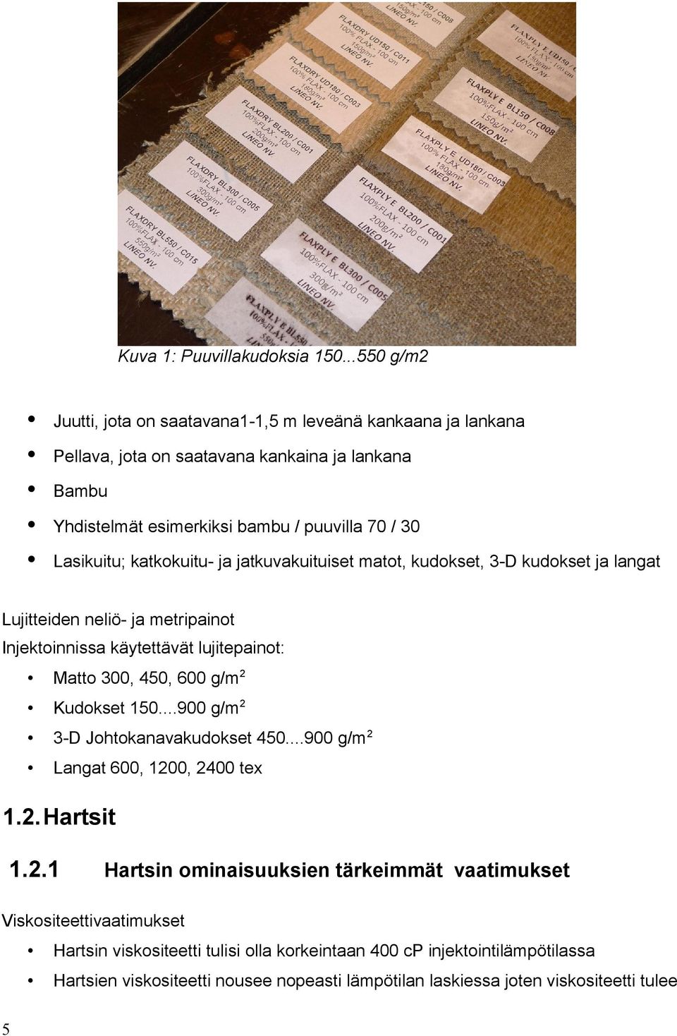 Lasikuitu; katkokuitu- ja jatkuvakuituiset matot, kudokset, 3-D kudokset ja langat Lujitteiden neliö- ja metripainot Injektoinnissa käytettävät lujitepainot: Matto 300, 450, 600 g/m2