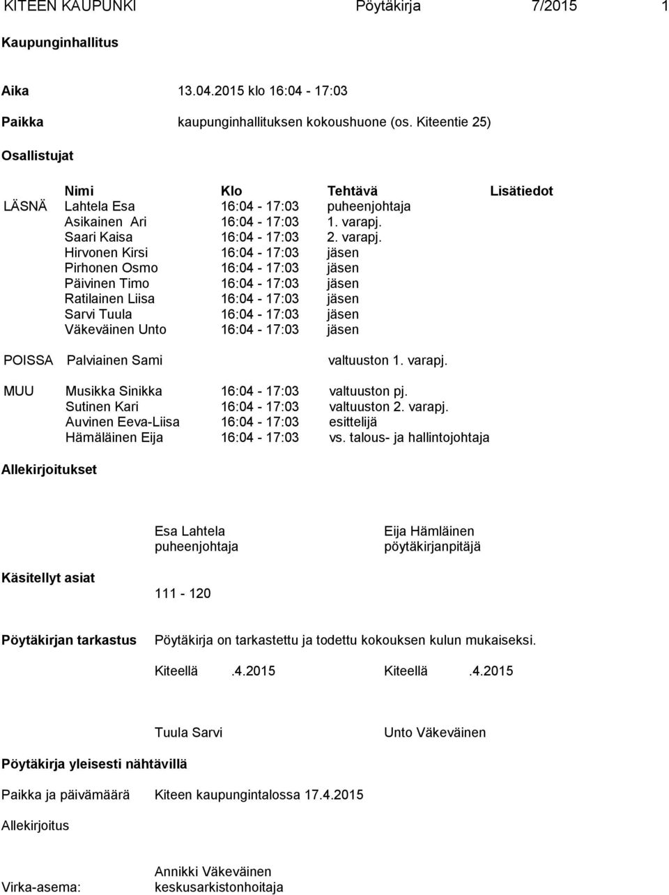 Saari Kaisa 16:04-17:03 2. varapj.