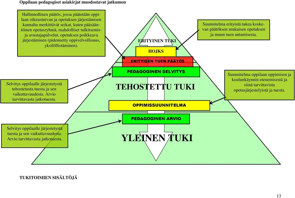 ERITYINEN TUKI HOJKS ERITYISEN TUEN PÄÄTÖS Suunnitelma erityistä tukea koskevan päätöksen mukaisen opetuksen ja muun tuen antamisesta.