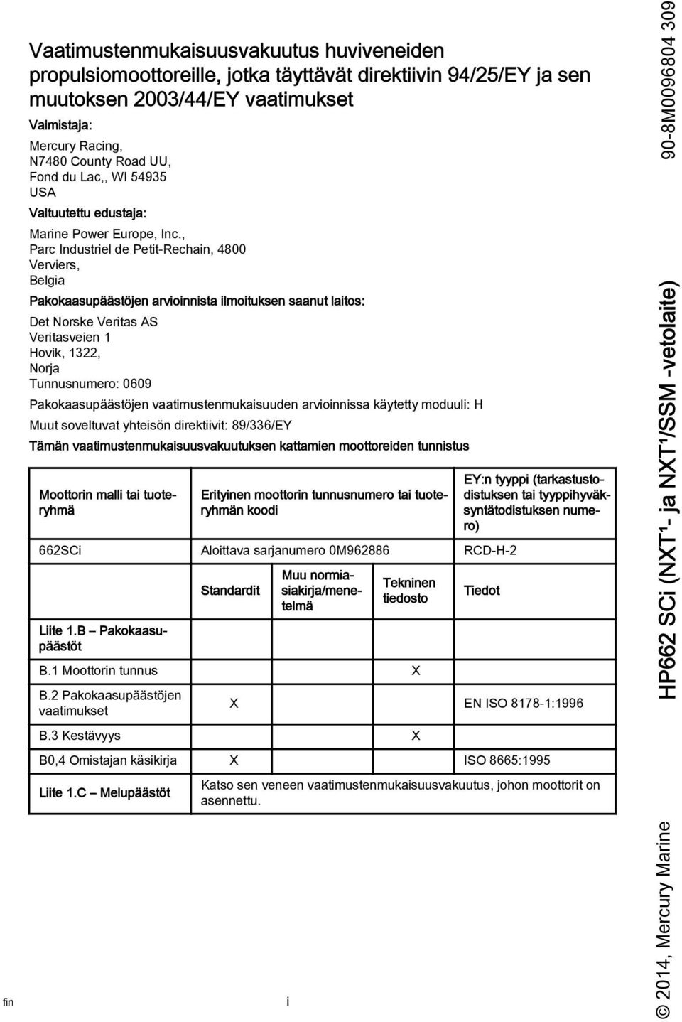 , Prc Industriel de Petit-Rechin, 4800 Verviers, Belgi Pkoksupäästöjen rvioinnist ilmoituksen snut litos: Det Norske Verits AS Veritsveien 1 Hovik, 1322, Norj Tunnusnumero: 0609 Pkoksupäästöjen