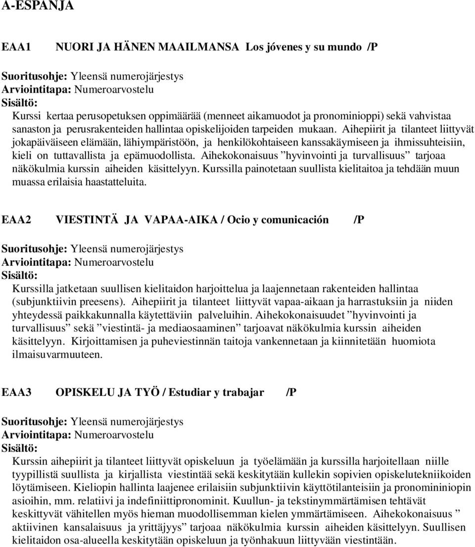 Aihepiirit ja tilanteet liittyvät jokapäiväiseen elämään, lähiympäristöön, ja henkilökohtaiseen kanssakäymiseen ja ihmissuhteisiin, kieli on tuttavallista ja epämuodollista.