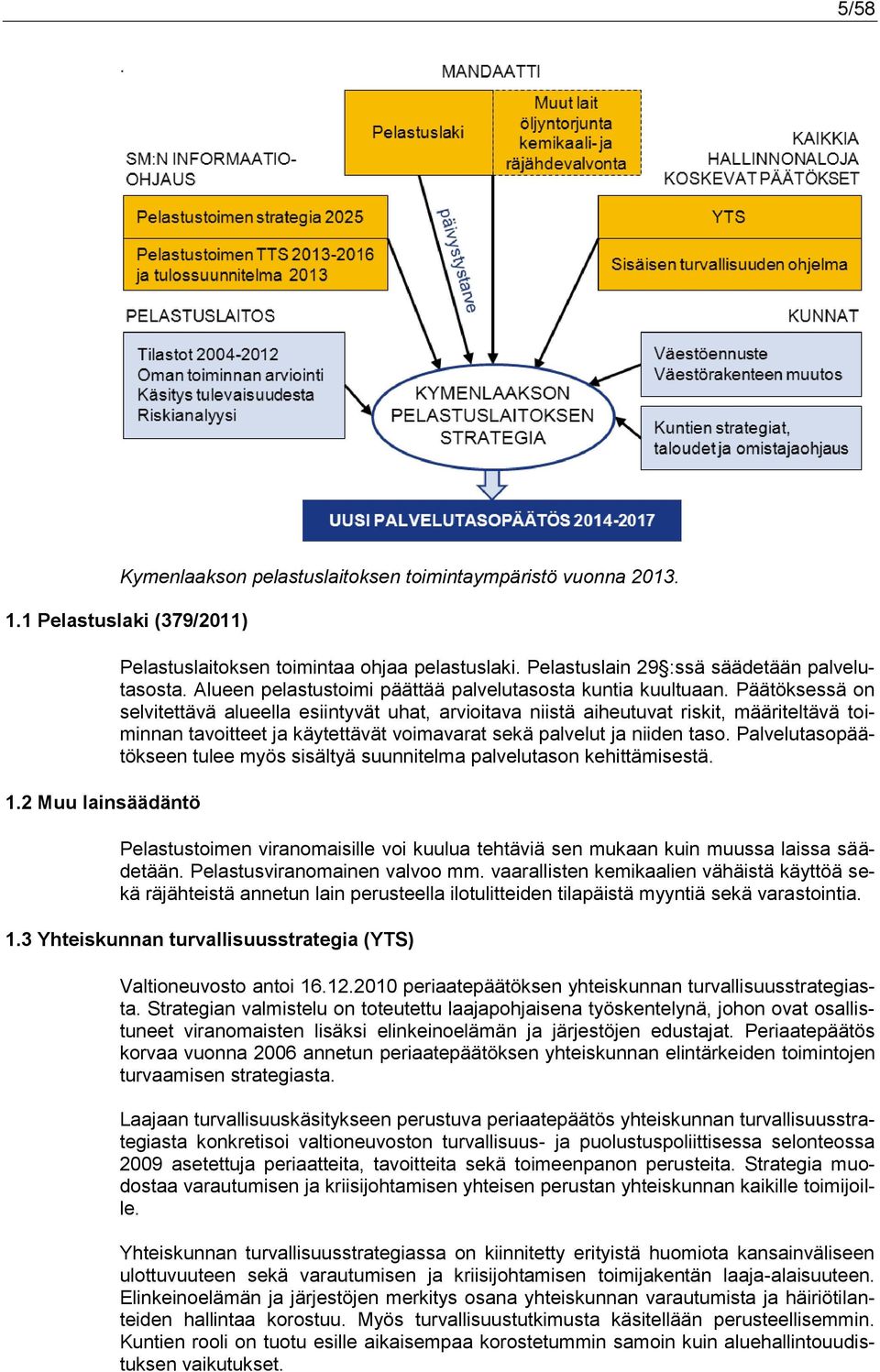 Päätöksessä on selvitettävä alueella esiintyvät uhat, arvioitava niistä aiheutuvat riskit, määriteltävä toiminnan tavoitteet ja käytettävät voimavarat sekä palvelut ja niiden taso.