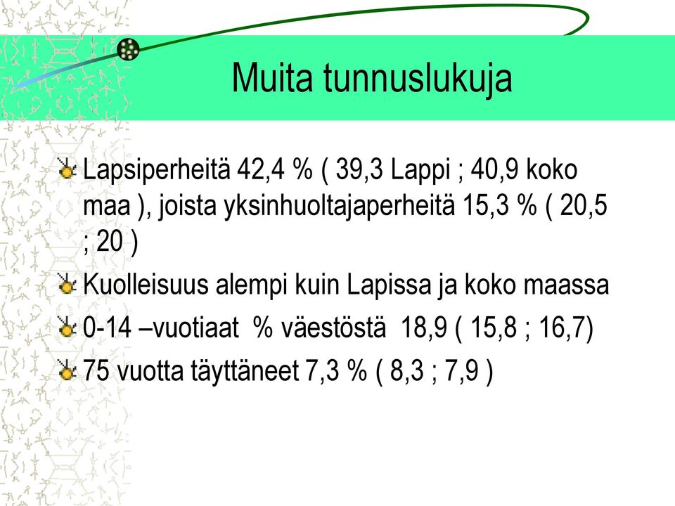 Kuolleisuus alempi kuin Lapissa ja koko maassa 0-14 vuotiaat %