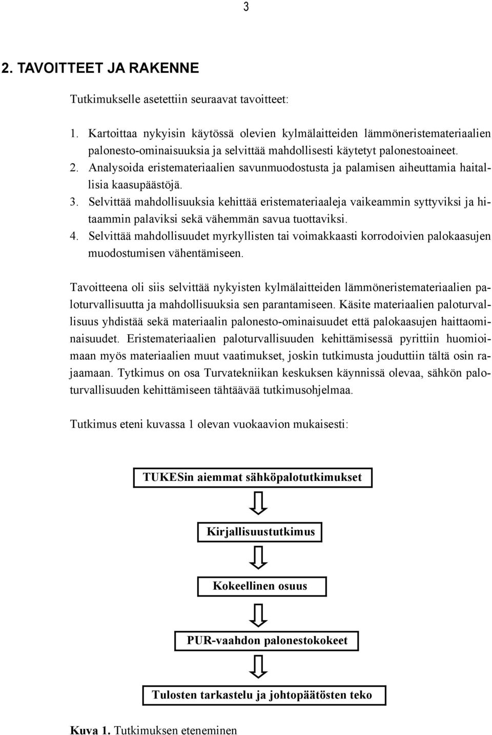 Analysoida eristemateriaalien savunmuodostusta ja palamisen aiheuttamia haitallisia kaasupäästöjä. 3.