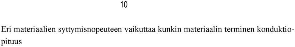 1996] kti ti (1) c jossa on terminen konduktiopituus on terminen diffusiteetti t i on syttymisaika k on lämmönjohtavuus on tiheys c on lämpökapasiteetti.