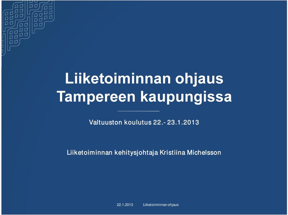 1.2013 Liiketoiminnan kehitysjohtaja