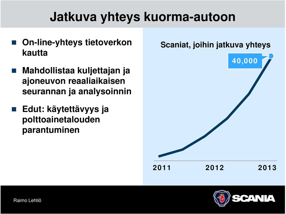 seurannan ja analysoinnin Scaniat, joihin jatkuva yhteys