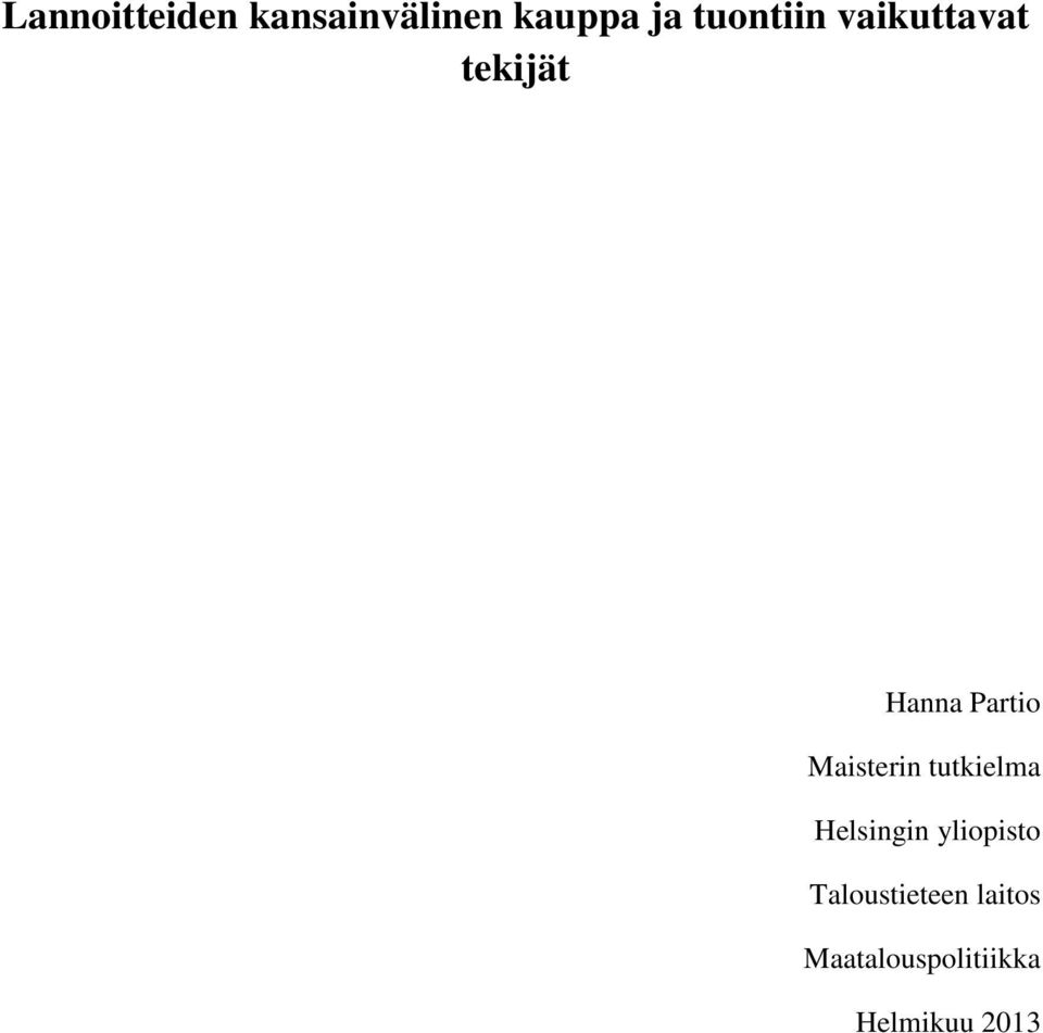 Maisterin tutkielma Helsingin yliopisto