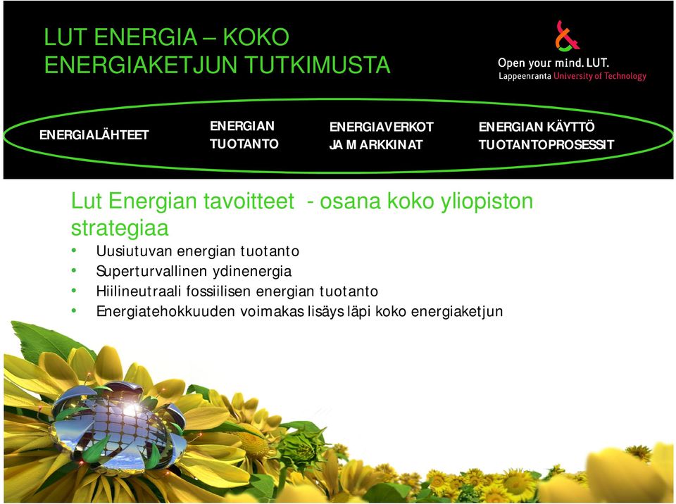 yliopiston strategiaa Uusiutuvan energian tuotanto Superturvallinen ydinenergia