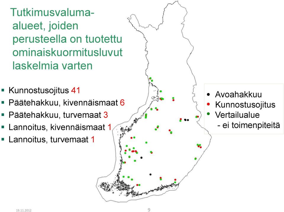 kivennäismaat 6 Päätehakkuu, turvemaat 3 Lannoitus, kivennäismaat 1