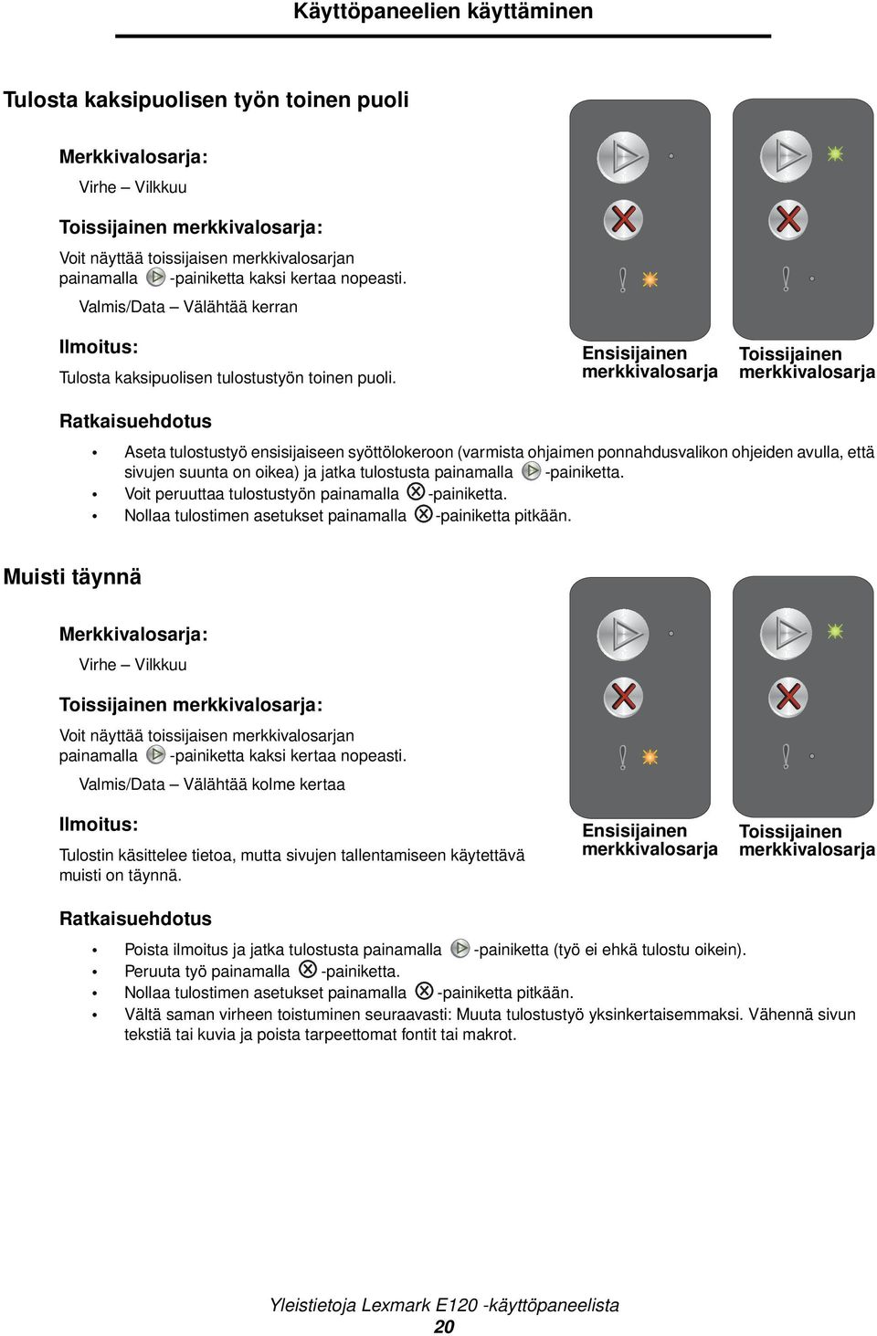 Ensisijainen Toissijainen Aseta tulostustyö ensisijaiseen syöttölokeroon (varmista ohjaimen ponnahdusvalikon ohjeiden avulla, että sivujen suunta on oikea) ja jatka tulostusta painamalla -painiketta.
