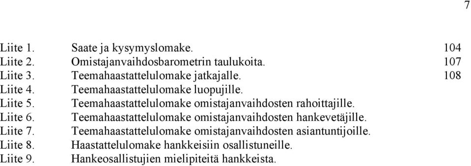 Teemahaastattelulomake omistajanvaihdosten rahoittajille. Liite 6.