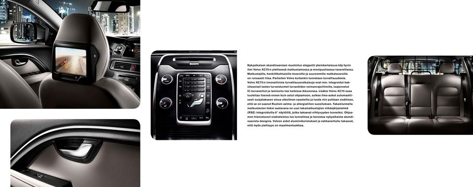 Volvo XC70:n innovatiivisia turvallisuusratkaisuja ovat mm.