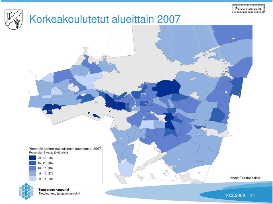 15 vuotta täyttäneistä 20-40 (8) 15-20 (16) 10-15