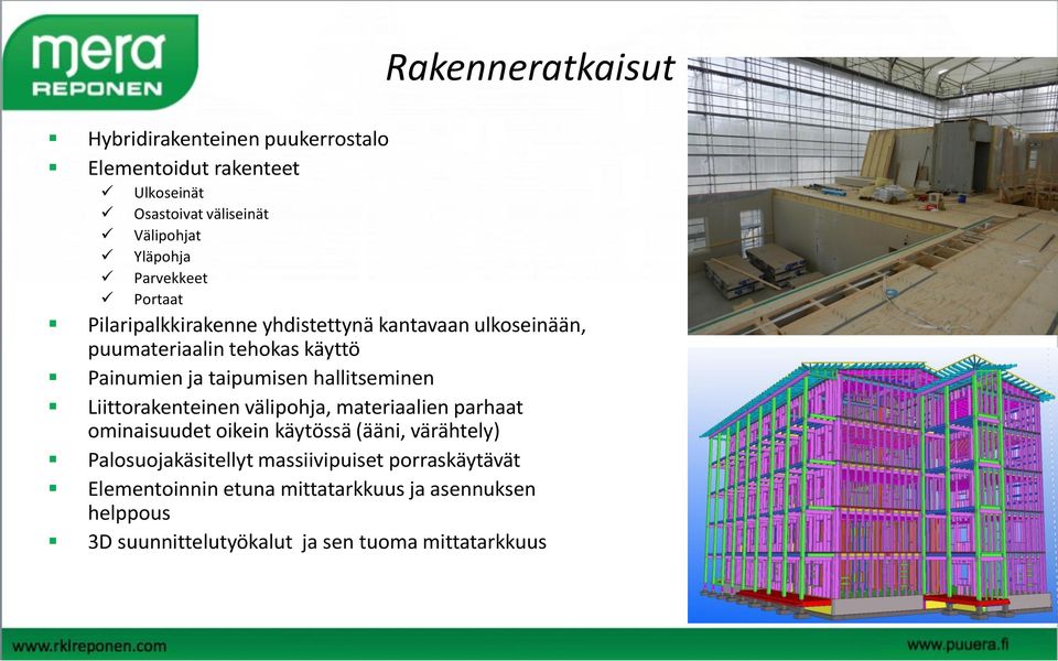 hallitseminen Liittorakenteinen välipohja, materiaalien parhaat ominaisuudet oikein käytössä (ääni, värähtely) Palosuojakäsitellyt