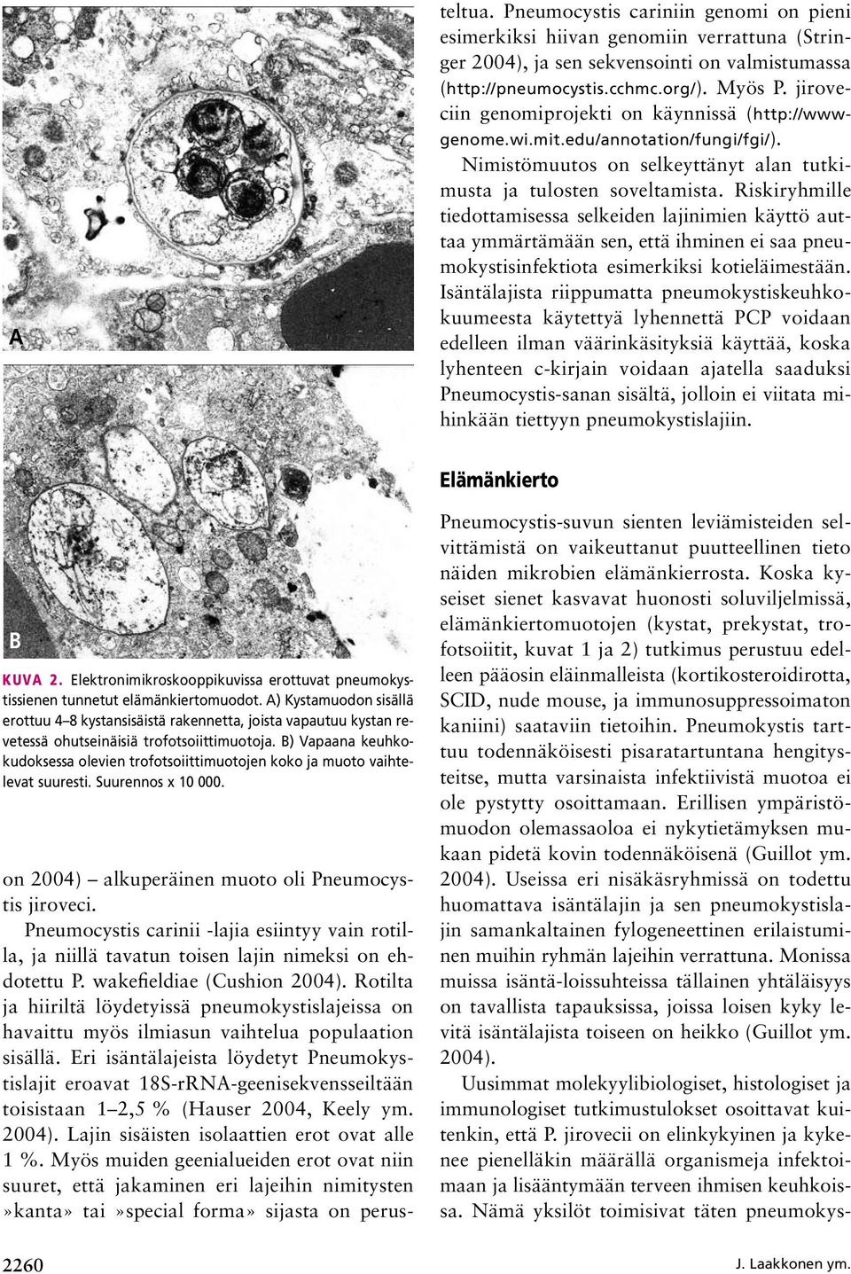 Eri isäntälajeista löydetyt Pneumokystislajit eroavat 18S rrna geenisekvensseiltään toisistaan 1 2,5 % (Hauser 2004, Keely ym. 2004). Lajin sisäisten isolaattien erot ovat alle 1 %.