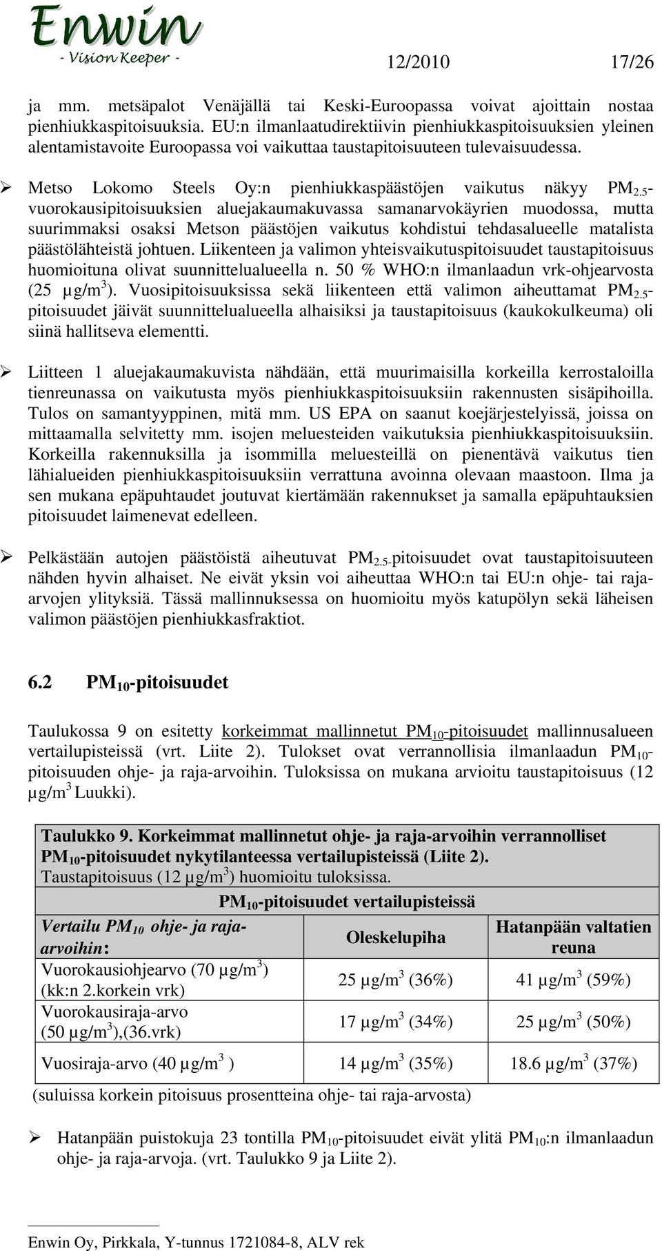 Metso Lokomo Steels Oy:n pienhiukkaspäästöjen vaikutus näkyy PM 2.