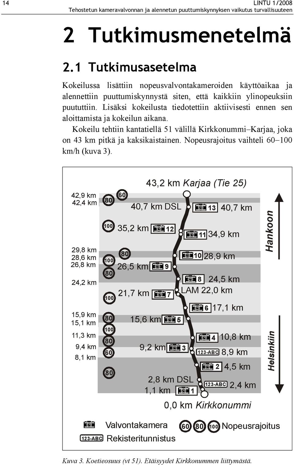 Nopeusrajoitus vaihteli 60 100 km/h (kuva 3).