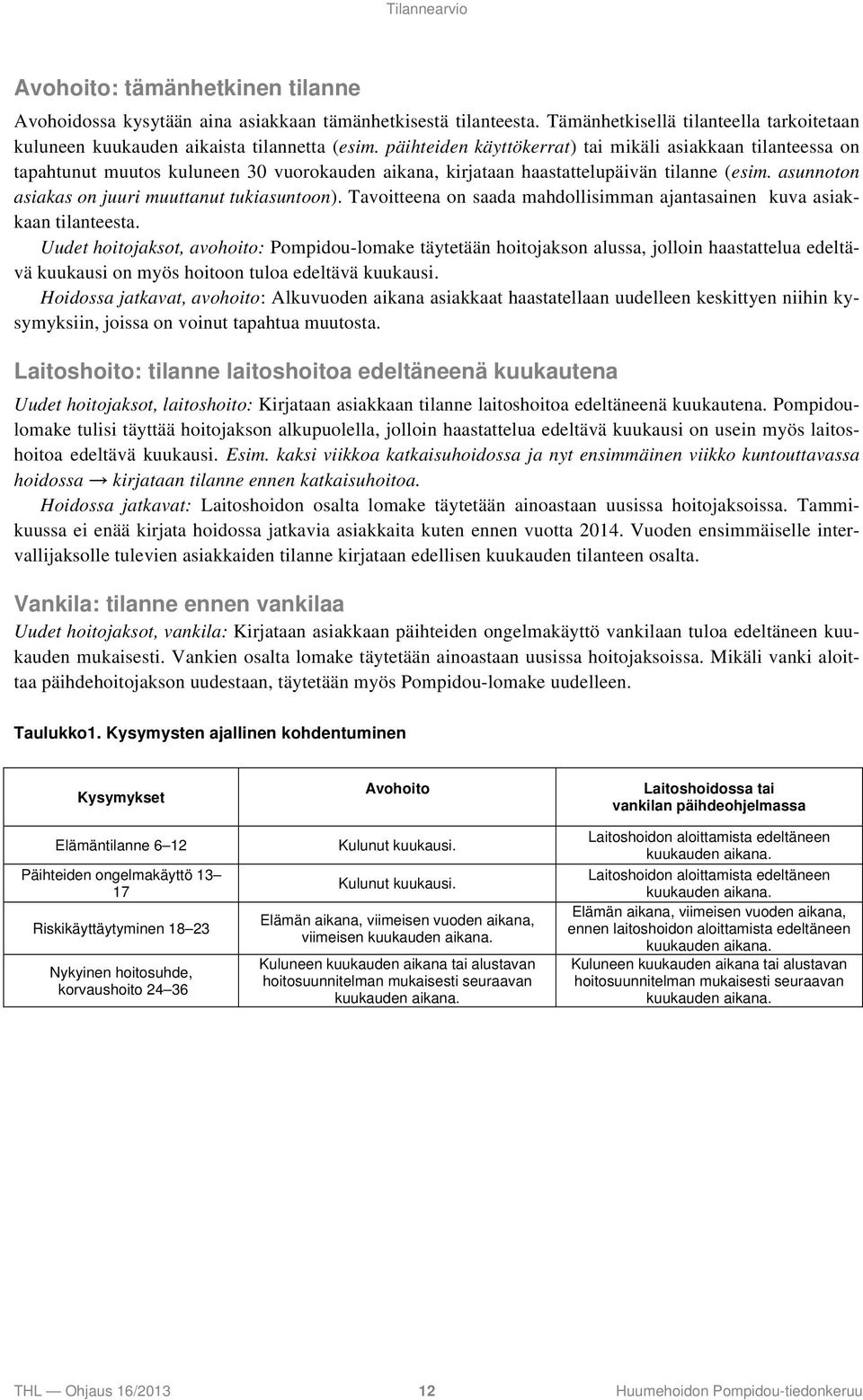 asunnoton asiakas on juuri muuttanut tukiasuntoon). Tavoitteena on saada mahdollisimman ajantasainen kuva asiakkaan tilanteesta.