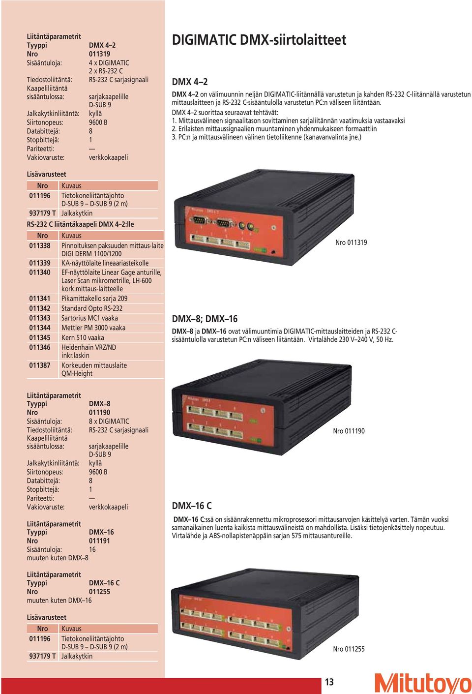 011339 KA-näyttölaite lineaariasteikolle 011340 EF-näyttölaite Linear Gage anturille, Laser Scan mikrometrille, LH-600 kork.