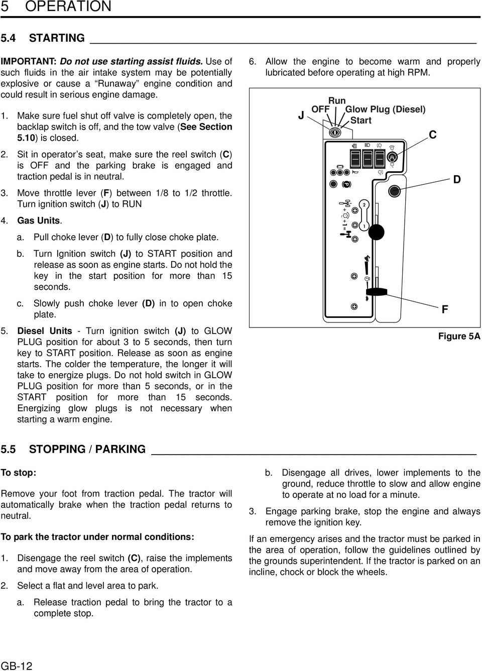 Make sure fuel shut off valve is completely open, the backlap switch is off, and the tow valve (See Section 5.10) is closed. 2.