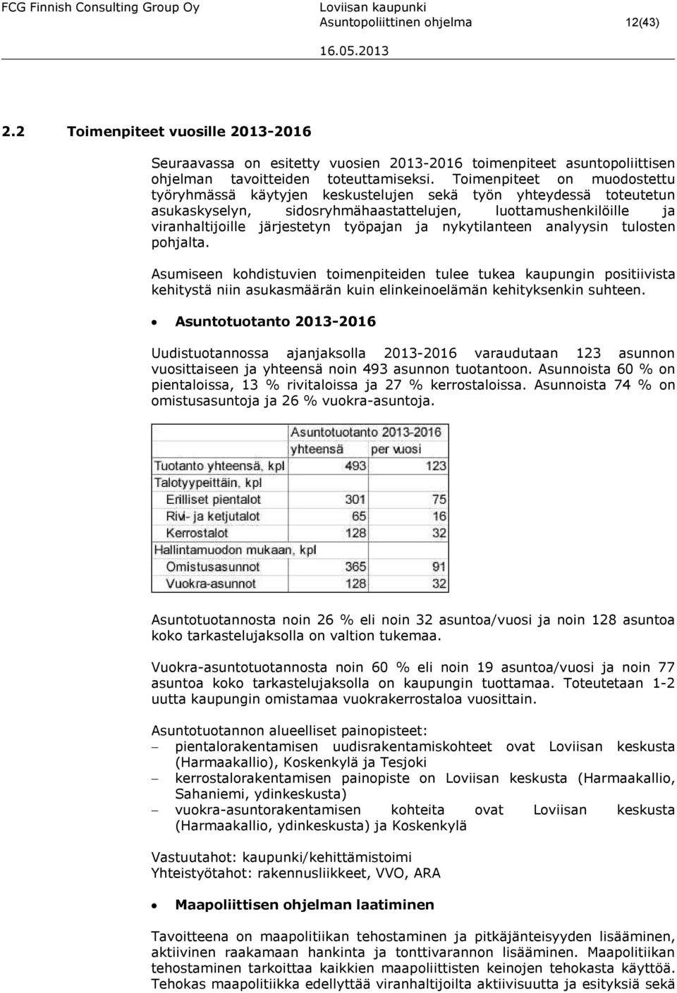 ja nykytilanteen analyysin tulosten pohjalta. Asumiseen kohdistuvien toimenpiteiden tulee tukea kaupungin positiivista kehitystä niin asukasmäärän kuin elinkeinoelämän kehityksenkin suhteen.