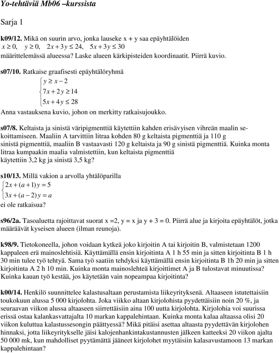 Keltaista ja sinistä väripigmenttiä käytettiin kahden erisävyisen vihreän maalin sekoittamiseen.