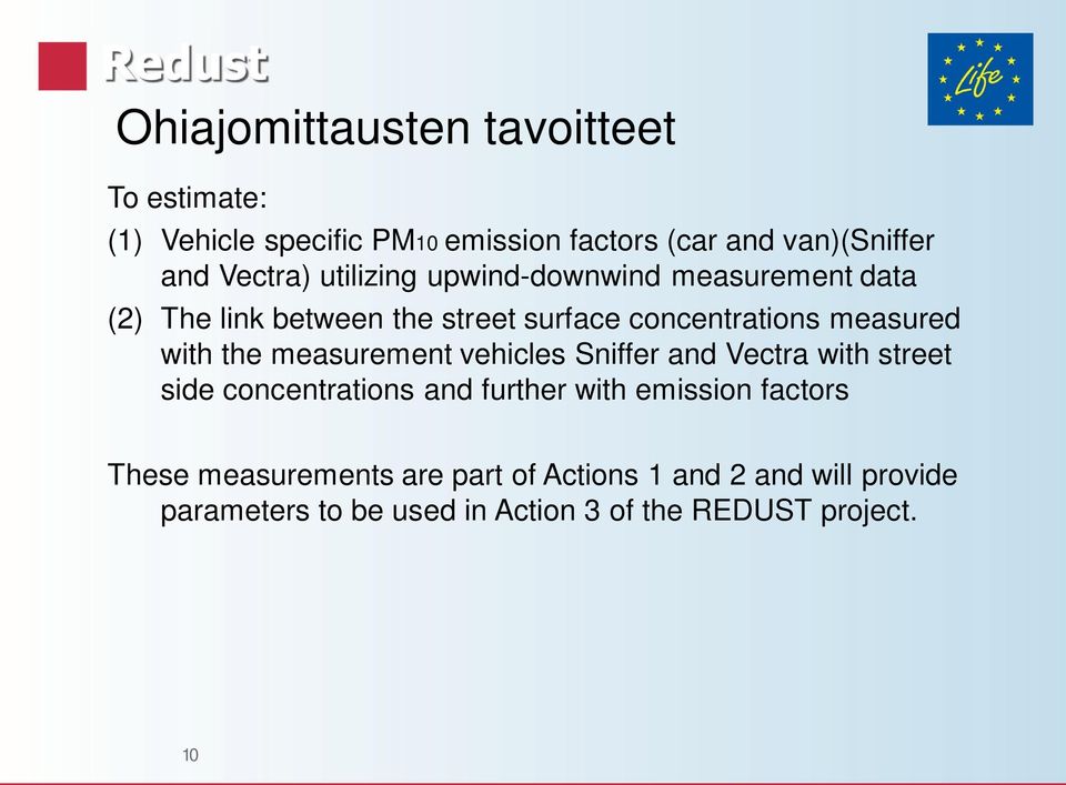 with the measurement vehicles Sniffer and Vectra with street side concentrations and further with emission factors