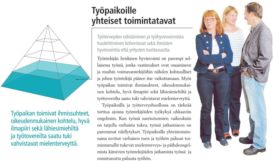 Työntekijän henkinen hyvinvointi on parempi sellaisessa työssä, jonka vaatimukset ovat osaamiseen ja muihin voimavaratekijöihin nähden kohtuulliset ja johon työntekijä pääsee itse vaikuttamaan.