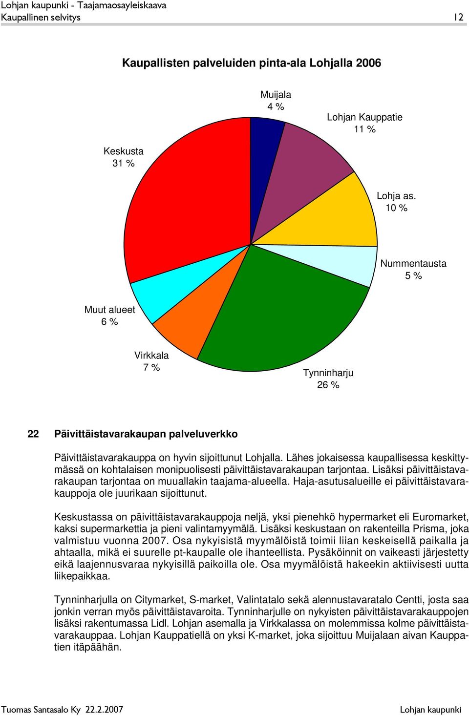 Lähes jokaisessa kaupallisessa keskittymässä on kohtalaisen monipuolisesti päivittäistavarakaupan tarjontaa. Lisäksi päivittäistavarakaupan tarjontaa on muuallakin taajama-alueella.