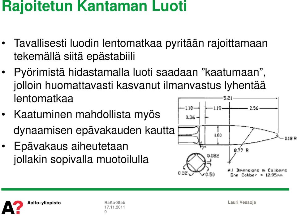 jolloin huomattavasti kasvanut ilmanvastus lyhentää lentomatkaa Kaatuminen