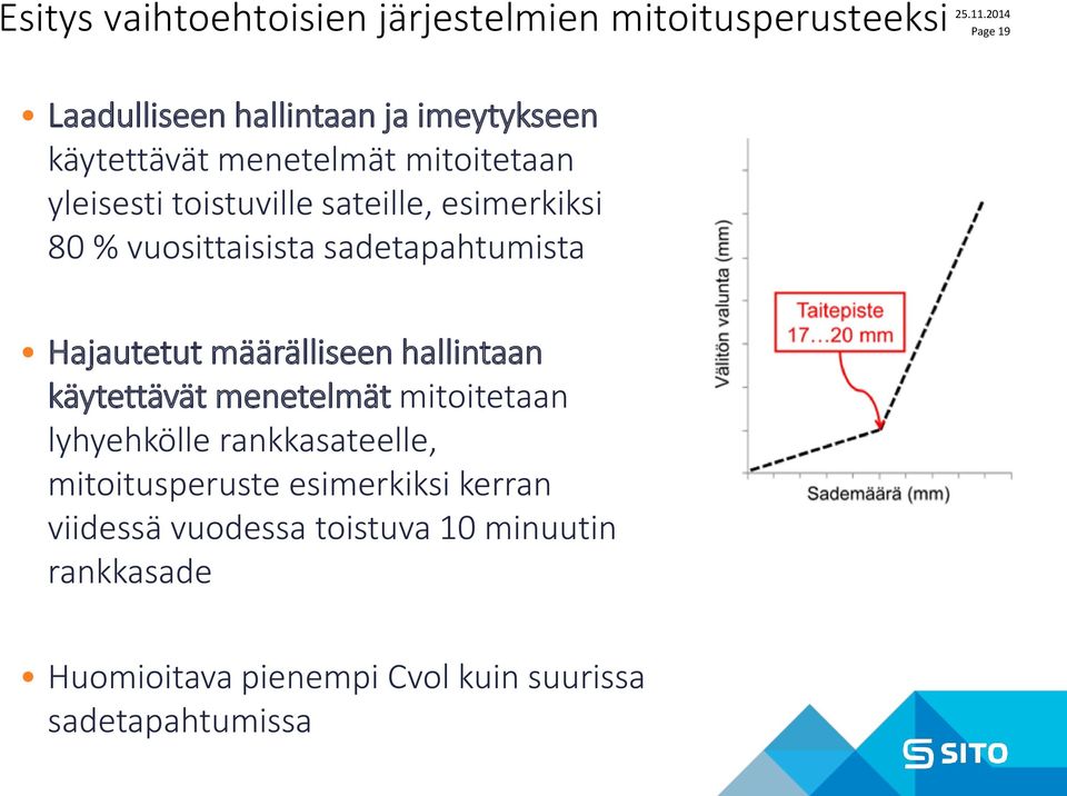 sadetapahtumista Hajautetut määrälliseen hallintaan käytettävät menetelmät mitoitetaan lyhyehkölle rankkasateelle,