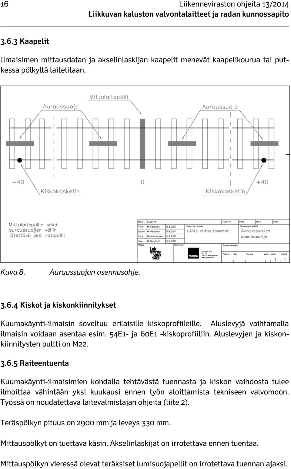 E1 -kiskoprofiiliin. Aluslevyjen ja kiskonkiinnitysten pultti on M22. 3.6.