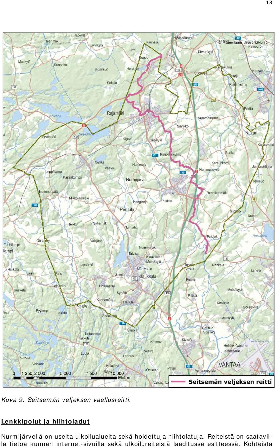 Lenkkipolut ja hiihtoladut Nurmijärvellä on useita ulkoilualueita