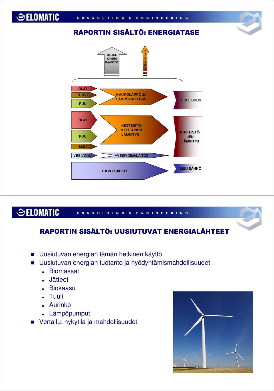 MUU SÄHKÖ RAPORTIN SISÄLTÖ: UUSIUTUVAT ENERGIALÄHTEET Uusiutuvan energian tämän hetkinen käyttö Uusiutuvan energian