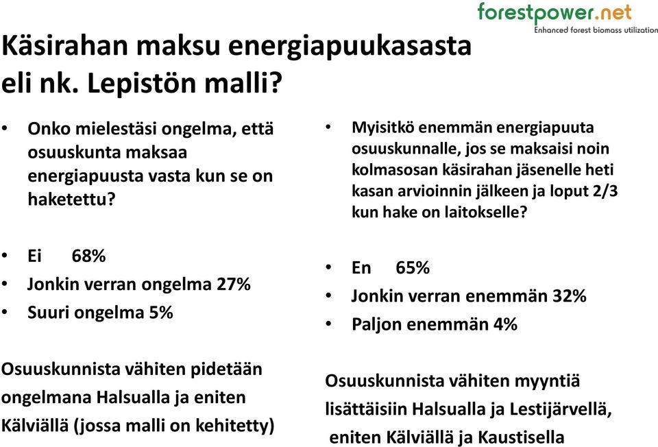 Myisitkö enemmän energiapuuta osuuskunnalle, jos se maksaisi noin kolmasosan käsirahan jäsenelle heti kasan arvioinnin jälkeen ja loput 2/3 kun hake on