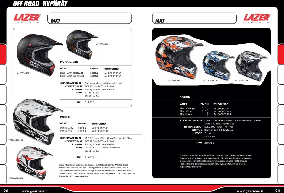 05 DOT AS 1968 Racing Tupla D hihnalukko S M L XL 56 58 60 62 319,00 PRIME White Grey White Red PAINO 1310 g 1310 g MLE00910008