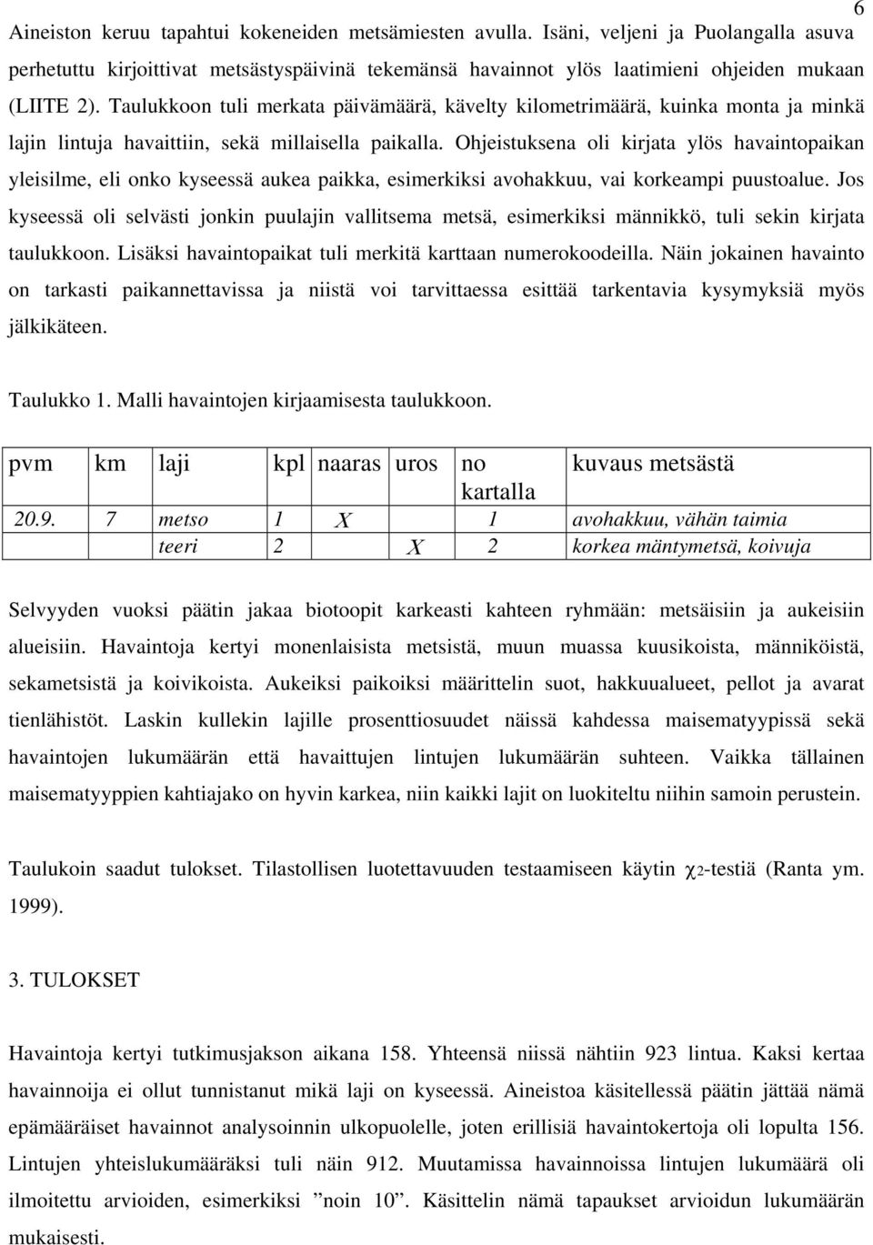Ohjeistuksena oli kirjata ylös havaintopaikan yleisilme, eli onko kyseessä aukea paikka, esimerkiksi avohakkuu, vai korkeampi puustoalue.