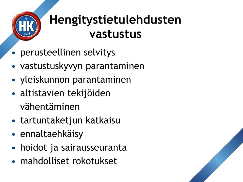 altistavien tekijöiden vähentäminen tartuntaketjun